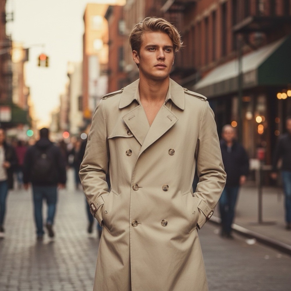 Vintage Botany 500 Men's Trench Coat Beige‎ Tan Removable Lining Made USA Sz 48